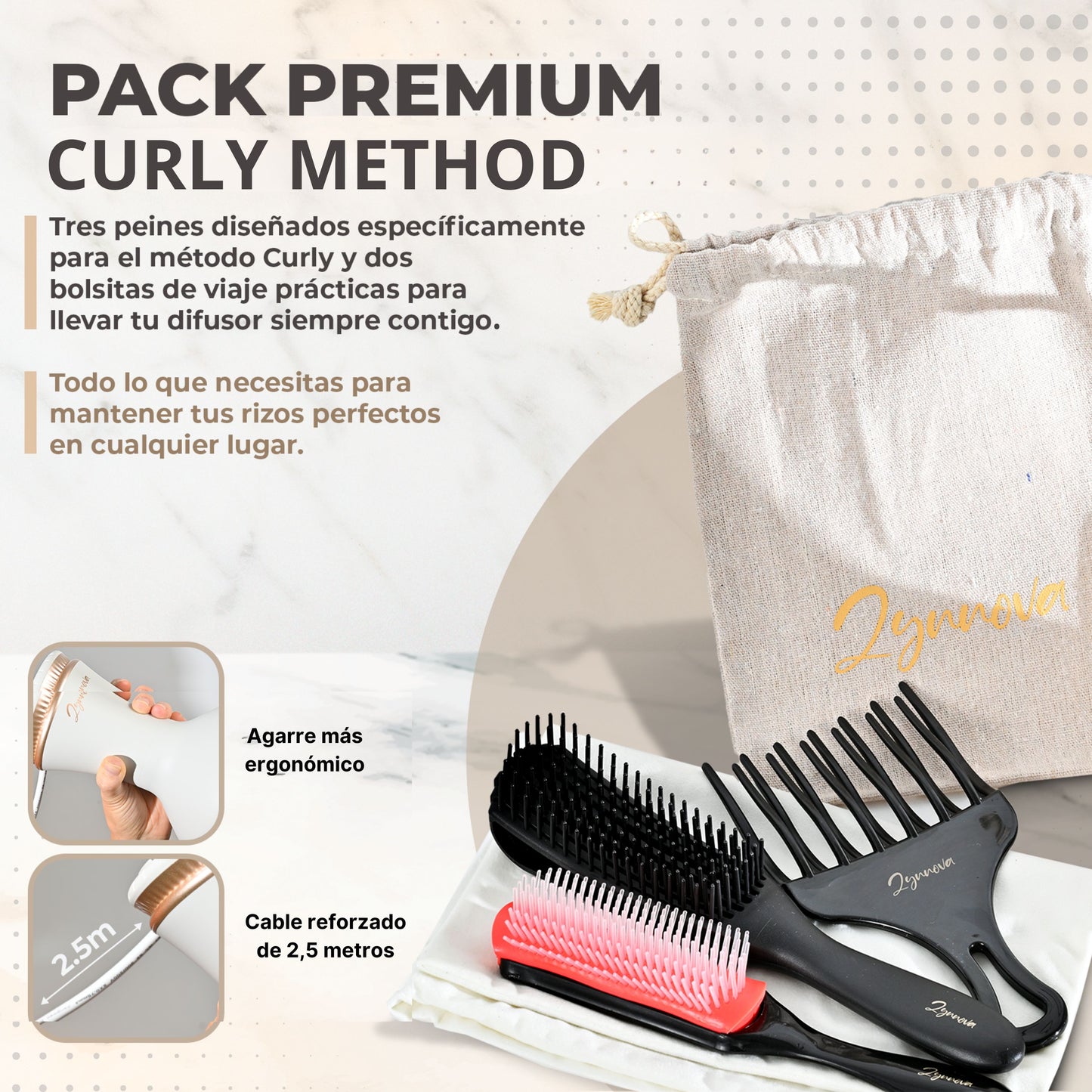 Zynnova Difusor Pelo Rizado, Secador Pelo Rizado Profesional 900W